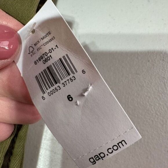 NWT GAP Women's Straight Leg Khaki High Rise Splatter Pants Oak Moss Size 6 - Picture 14 of 14